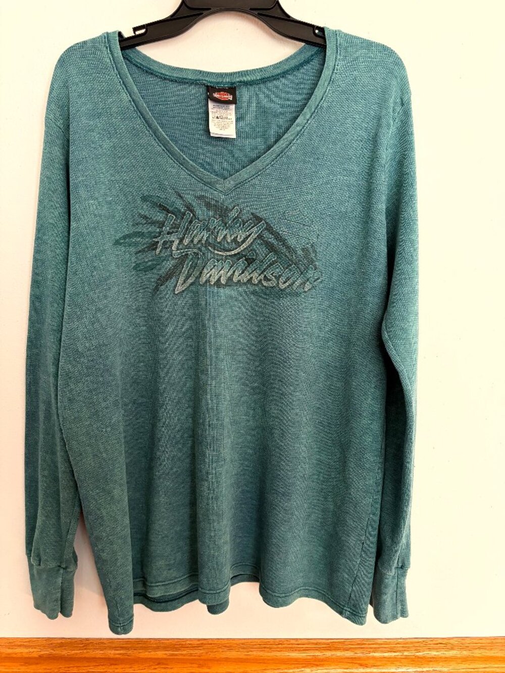 Harley Davidson Women's Long Sleeve Thermal Shirt V-Neck Plus Size 1X